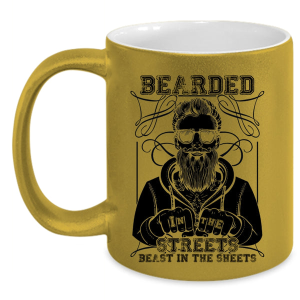 Cool Gift For Bearded Men Coffee Mug, Bearded In The Streets Accent Mug