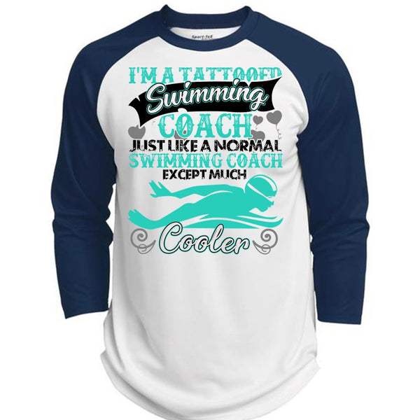 I'm A Tattooed Swimming Coach T Shirt, I Love Swimmer T Shirt, Awesome T-Shirts  (Polyester Game Baseball Jersey)