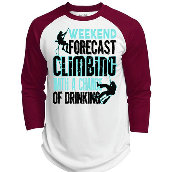 Weekend Forecast Climbing T Shirt, I Love Mountain T Shirt, Awesome T-Shirts  (Polyester Game Baseball Jersey)