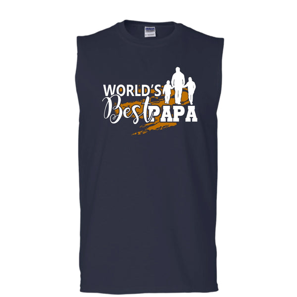 World's Best Papa T Shirt, Coolest Papa Tank Top (Men's Cotton Sleeveless)