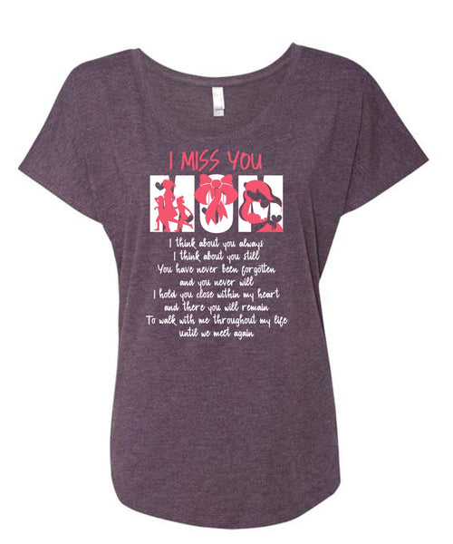 I Miss You Mom T Shirt, Being A Mom T Shirt, Cool Shirt (Ladies' Triblend Dolman Sleeve)