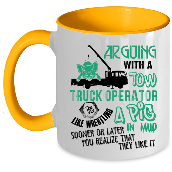 Cool Gift For Trucker Coffee Mug, Tow Truck Operator Accent Mug