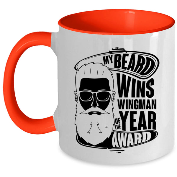 Cool Bearded Man Coffee Mug, My Beard Wins Wingman Of The Year Award Accent Mug