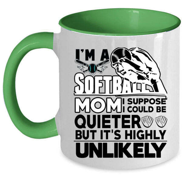 Cute Softball Mom Coffee Mug, I'm A Softball Mom Accent Mug