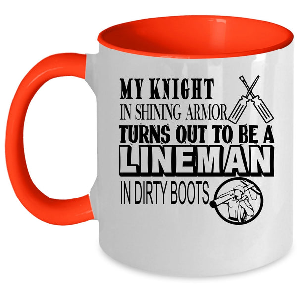 Awesome Linemen Coffee Mug, To Be A Lineman In Dirty Boots Accent Mug