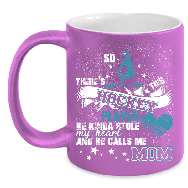 This Hockey Player Kinda Stole My Heart Coffee Mug, He Calls Me Mom Coffee Cup
