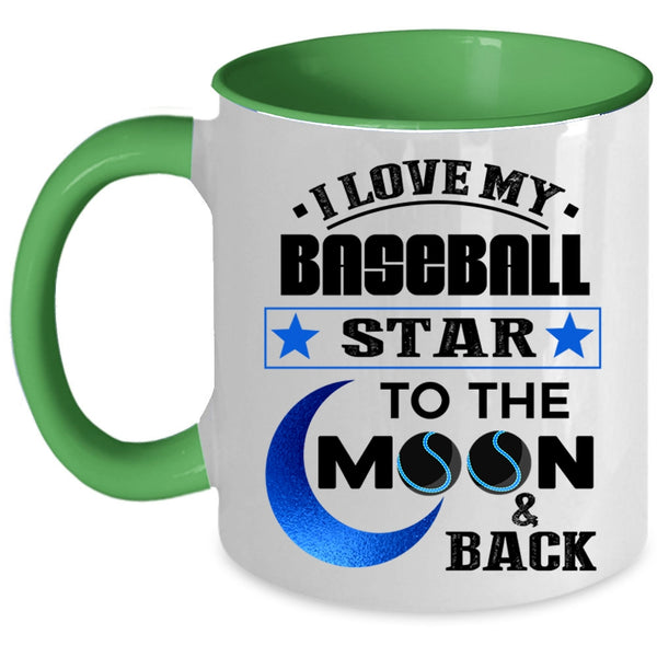 To The Moon And Back Coffee Mug, I Love My Baseball Star Accent Mug