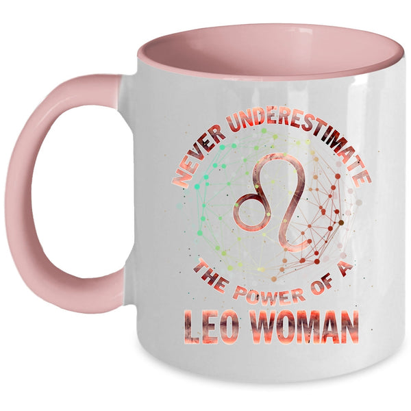 Birthday Coffee Mug, The Power Of A Leo Woman Accent Mug