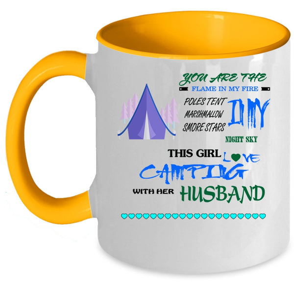 Funny Camping Coffee Mug, This Girl Loves Camping With Her Husband Accent Mug