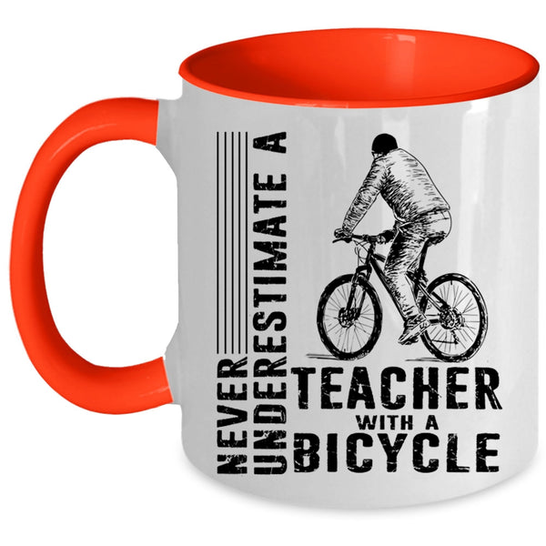 Cool Teacher Coffee Mug, Teacher With A Bicycle Accent Mug