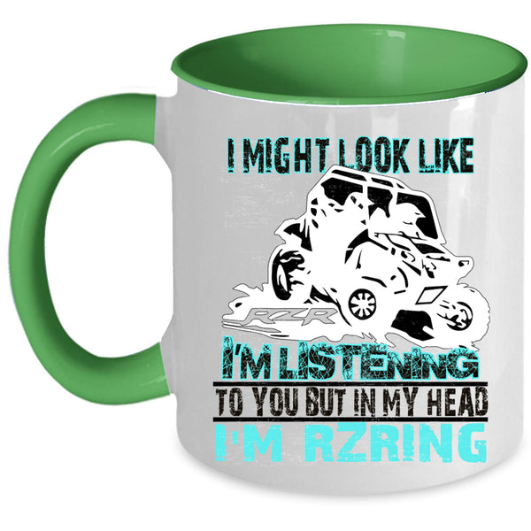 Cool Dirty Track Racing Coffee Mug, In My Head I'm Rzring Accent Mug