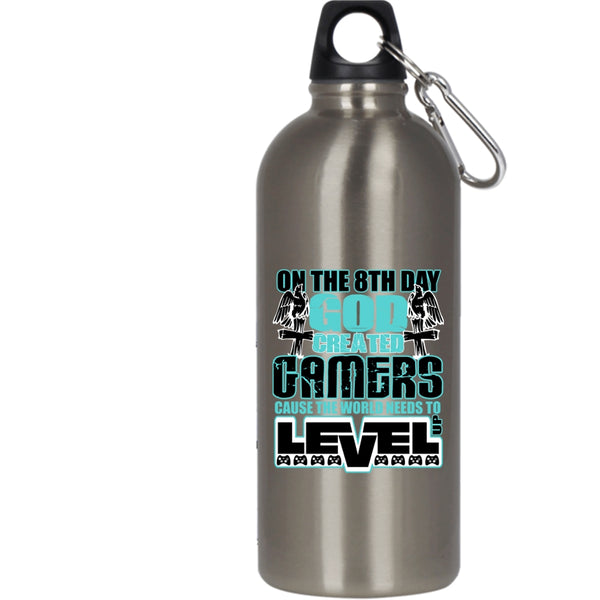 On The 8th Day God Created Gamers 20 oz Stainless Steel Bottle,Awesome Gamers Outdoor Sports Water Bottle