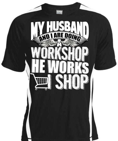 A black t-shirt with the shopify logo