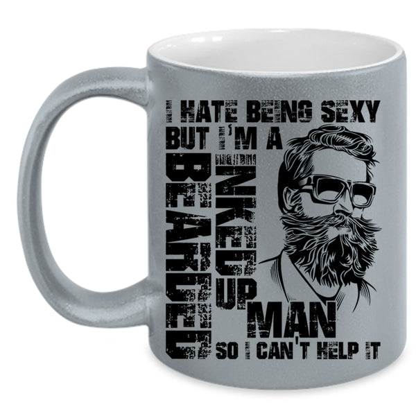 Cool Gift For My Husband Coffee Mug, I'm A Bearded Inked Up Man Accent Mug