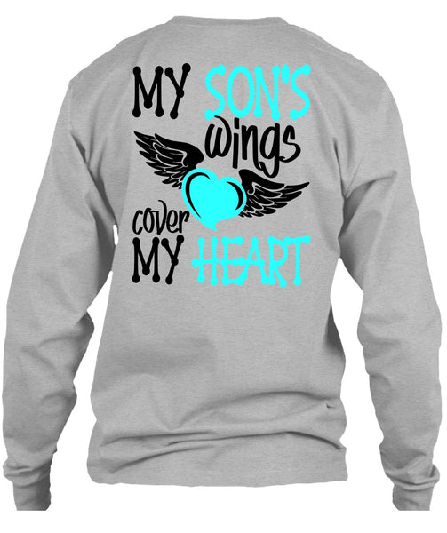 My Son's Wings Cover My Heart T Shirt, I Love Son T Shirt