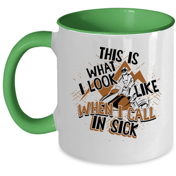 Funny Skiing Coffee Mug, This Is What I Look Like When I Call In Sick Accent Mug