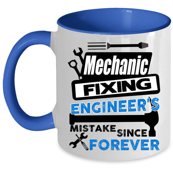 Cute Mechanic Coffee Mug, Mechanic Fixing Engineer's Mistake Accent Mug