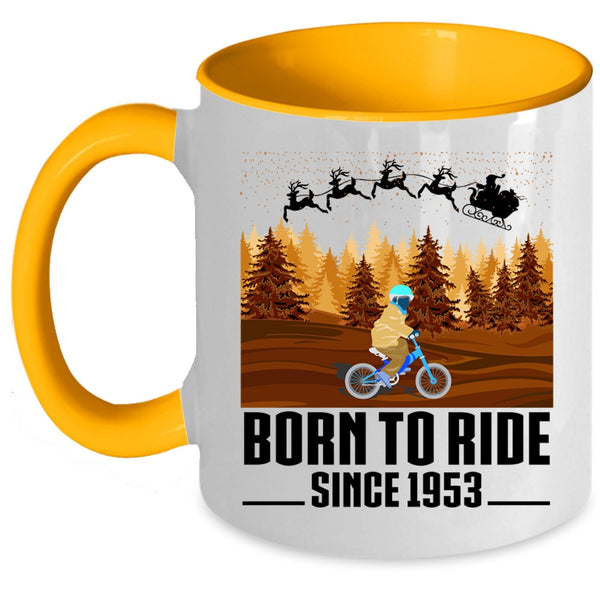 Cute Christmas Coffee Mug, Born To Ride Accent Mug