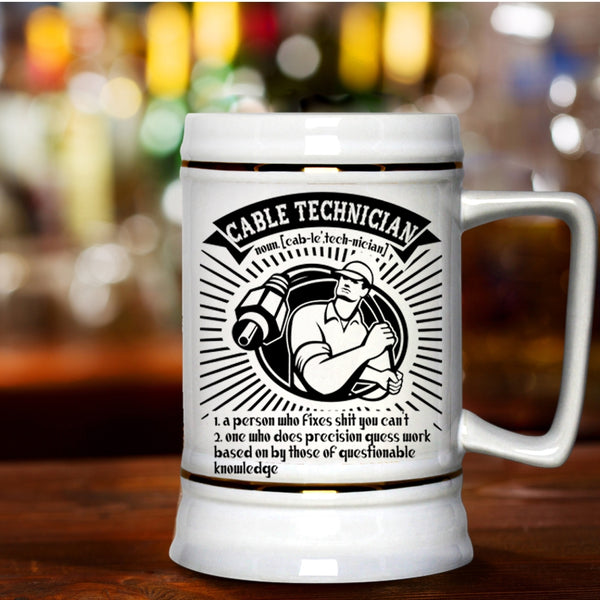 Awesome Cable Technicians Beer Stein 22oz, Cable Technician Beer Mug