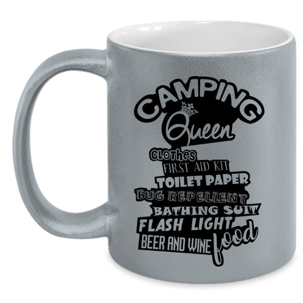 Beer And Wine Coffee Mug, Camping Queen Accent Mug