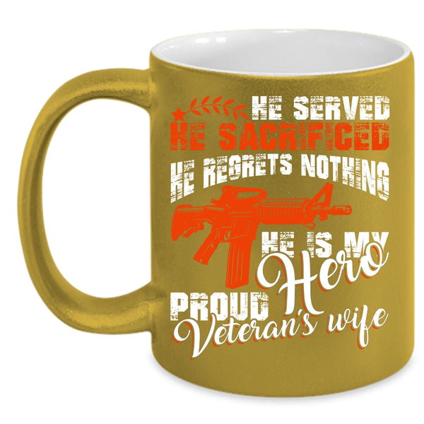 Proud Veteran's Wife Coffee Mug, Cool Just Married Coffee Cup