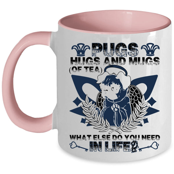 Cute Pug Lovers Coffee Mug, Pugs Hugs And Mugs Of Tea Accent Mug