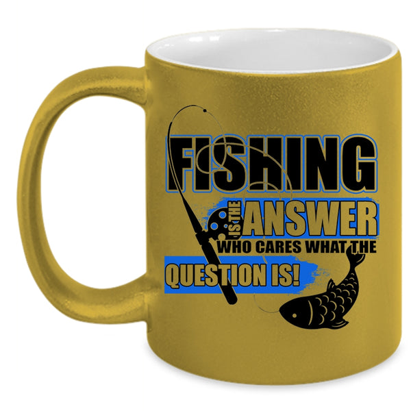 Funny Gift For Fisher Coffee Mug, Fishing Is The Answer Accent Mug