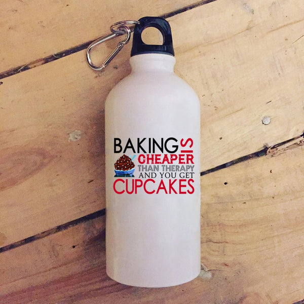 Baking Is Cheaper Than Therapy 20 oz Stainless Steel Bottle,I Love Cupcakes Outdoor Sports Water Bottle