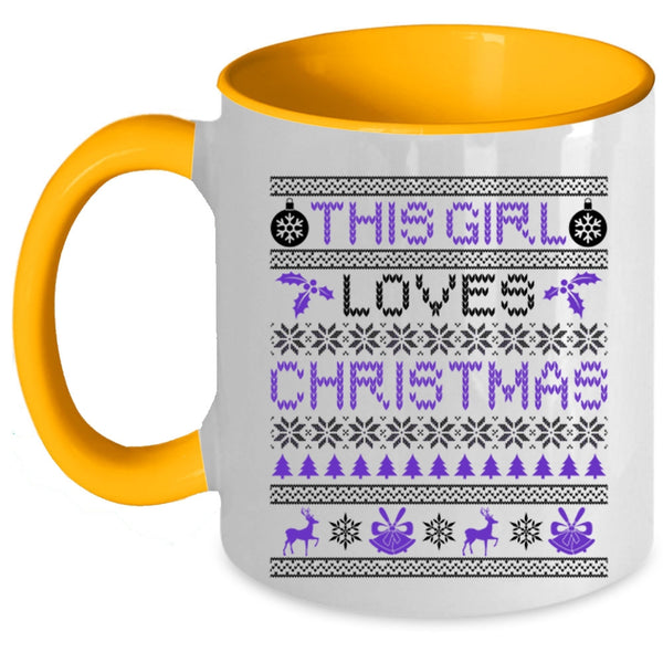 Beautiful Girls Coffee Mug, This Girl Loves Christmas Accent Mug