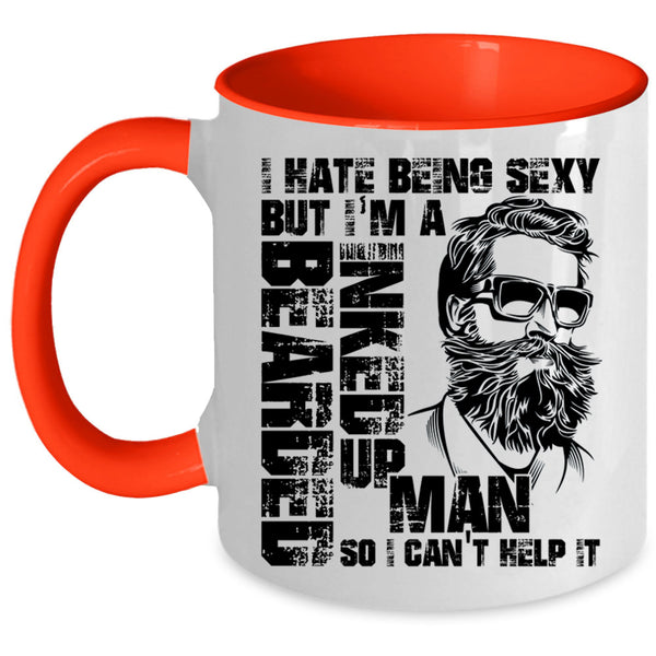 Cool Gift For My Husband Coffee Mug, I'm A Bearded Inked Up Man Accent Mug
