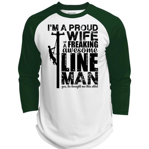 I'm A Proud Wife T Shirt, I Love Lineman T Shirt, Awesome T-Shirts  (Polyester Game Baseball Jersey)