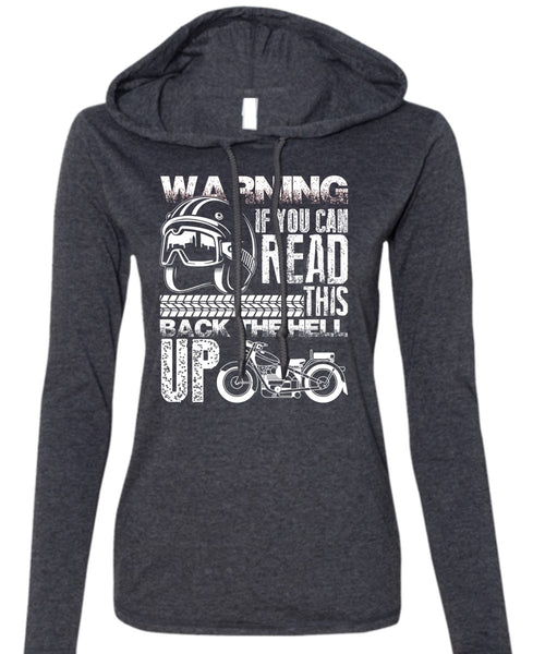You Can Read T Shirt, This Back The Hell Up T Shirt (Anvil Ladies Ringspun Hooded)