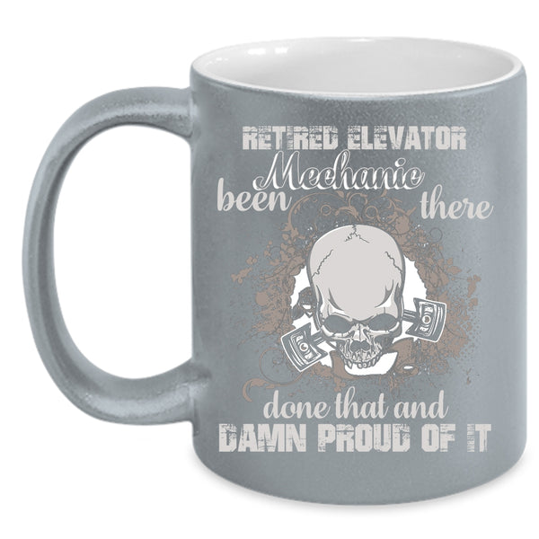 Ritired Elevator Mechanic Coffee Mug, Cool Retirement Coffee Cup