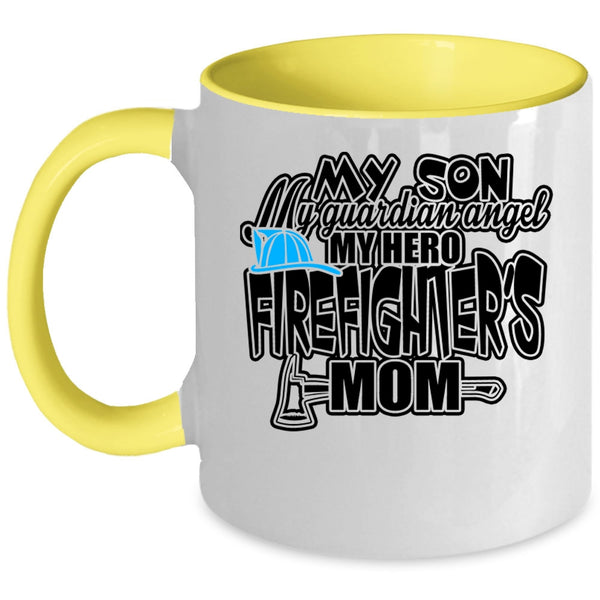 Firefighter's Mom Coffee Mug, My Son My Guardian Angel Accent Mug