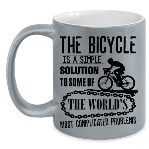 Outdoor Coffee Mug, The Bicycle Is A simple Solution Accent Mug