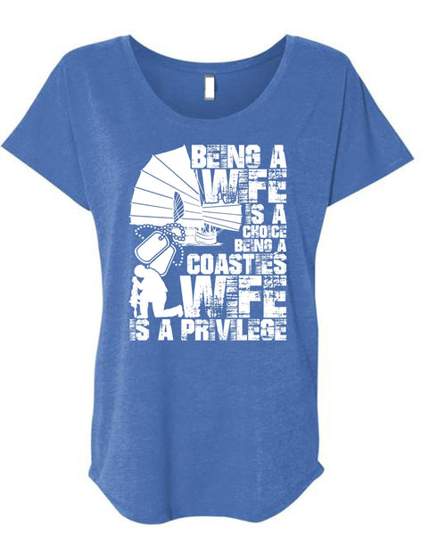 Being A Wife T Shirt, Coasties Wife T Shirt, Cool Shirt (Ladies' Triblend Dolman Sleeve)