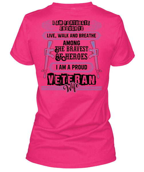 I Am A Proud Veteran Wife T Shirt, Being A Veteran T Shirt, Cool Shirt (Ladies LS Heather V-Neck)