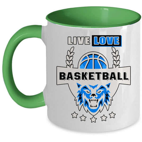 Cool Basketball Player Coffee Mug, Live Love Basketball Accent Mug