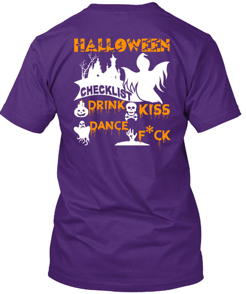 Halloween Checklist Drink Kiss Dance T Shirt, I Love You Pumpkin T Shirt