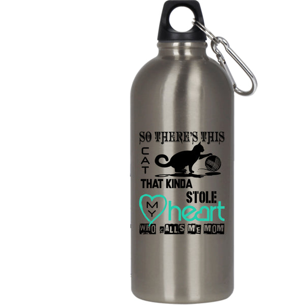 This Cat Kinda Stole My Heart 20 oz Stainless Steel Bottle,Calls Me Mom Outdoor Sports Water Bottle