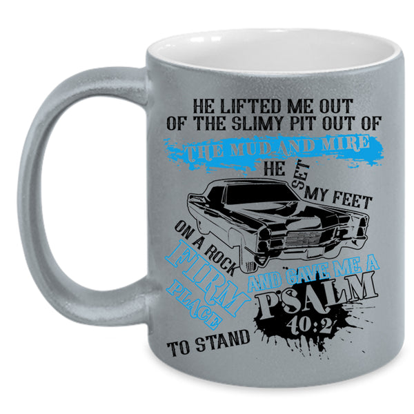 Cool Car Driver Coffee Mug, He Set My Feet On A Rock Firm Place Accent Mug