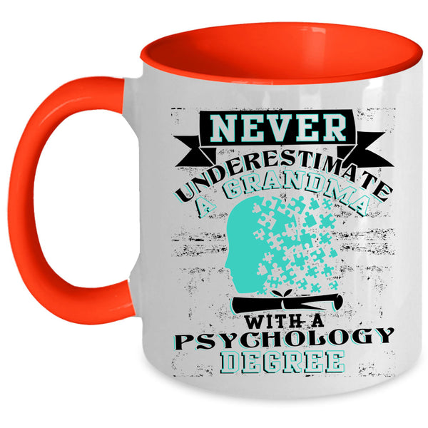 Funny Grandma Coffee Mug, Grandma With A Psychology Degree Accent Mug