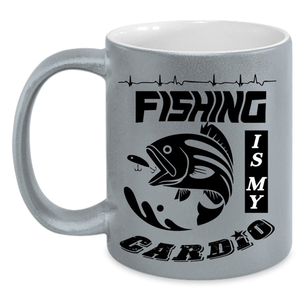 Awesome Fisher Coffee Mug, Fishing Is My Cardio Accent Mug