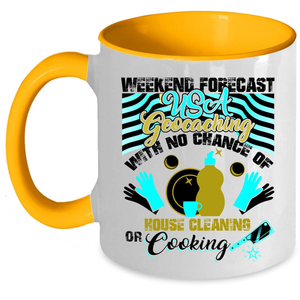 Cool American Flag Coffee Mug, USA Geocaching Accent Mug