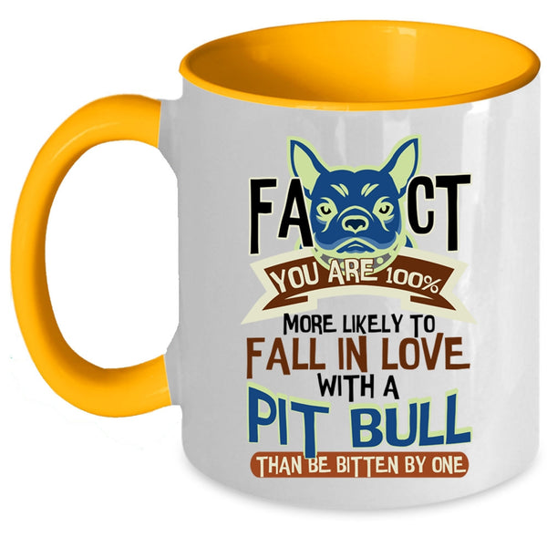 Cute Pit Bull Lovers Coffee Mug, Fall In Love With A Pit Bull Accent Mug
