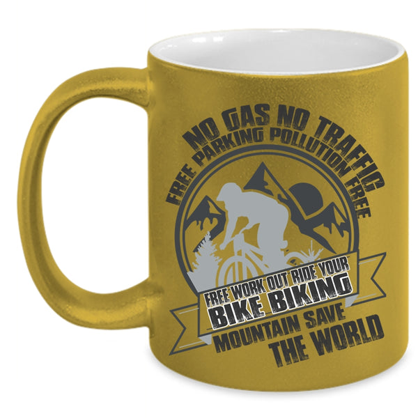 Biking Mountain Save The World Coffee Mug, Ride Your Bike Accent Mug