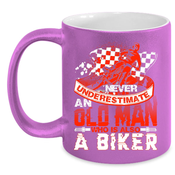An Old Man Is A Biker Coffee Mug, Awesome Gift For Grandfather Coffee Cup