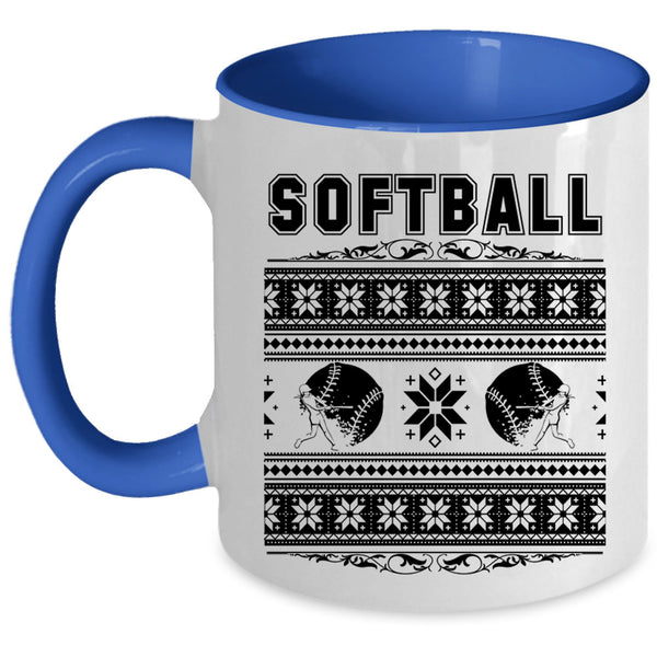 Xmas Gift For Softball Player Coffee Mug, Softball Accent Mug