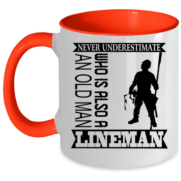 Funny Grandpa Coffee Mug, An Old Man Is A Lineman Accent Mug