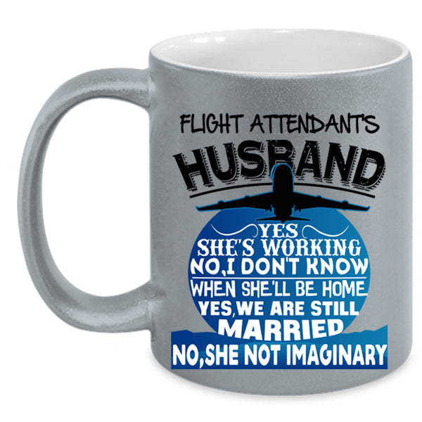 Just Married Coffee Mug, Flight Attendant's Husband Accent Mug